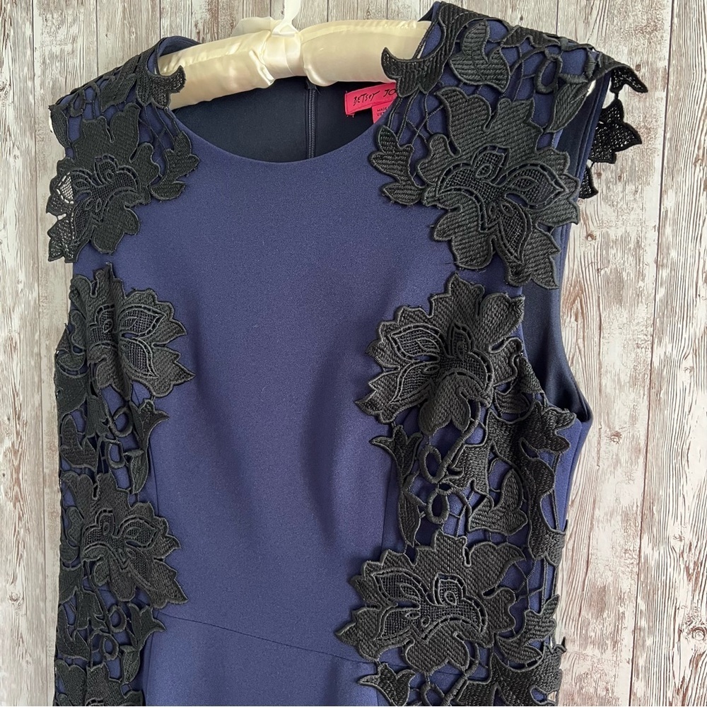 Betsey Johnson Navy Dress with Black Lace Cocktail Dress Size 6 Wedding - Picture 1 of 5